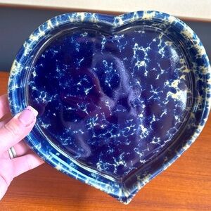 Vintage Bennington Potters bistro Heart plate pottery marked 1897 blue Marked